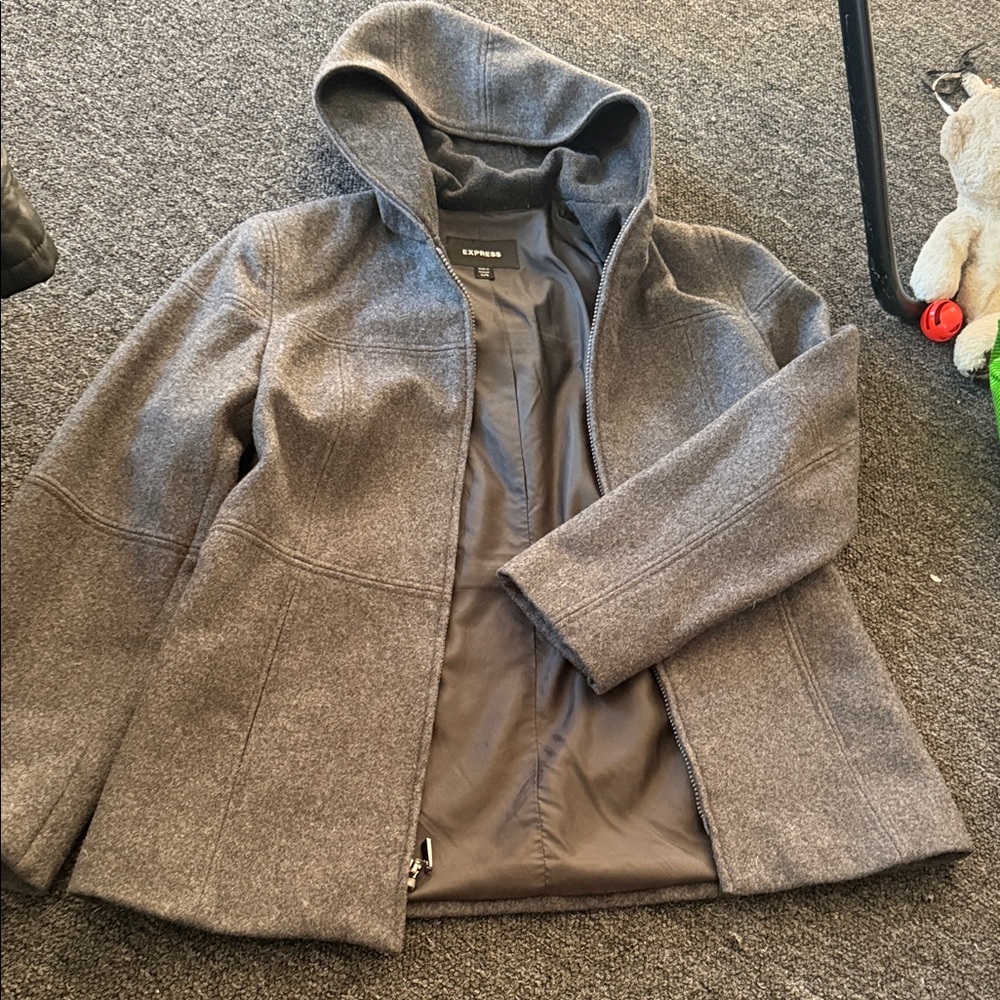 Express Gray wool Hooded Jacket